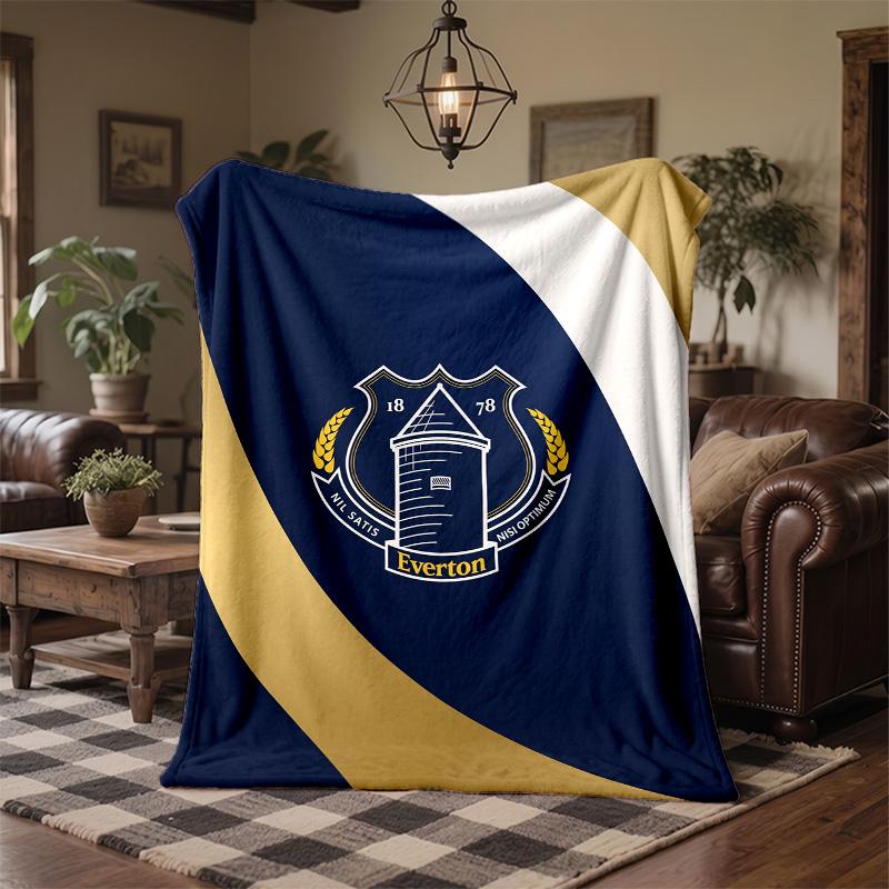 Everton Football Print Flannel Blanket Soft Warm Sofa Bed Throw Blanket For Home Office Bedroom