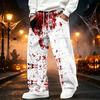 Men's Corduroy Casual Straight Leg Pants with Elastic Waistband and for Halloween