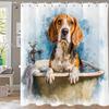 Funny Cat Dog Shower Curtain Cartoon Animals Oil Painting Style Polyester Washable Shower Curtains Bathroom Decor With Hooks