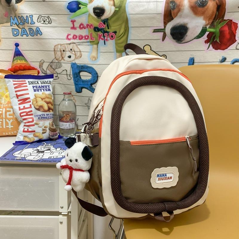 Simple large-capacity backpack niche design cotton ring cute schoolbag college student junior high school backpack female