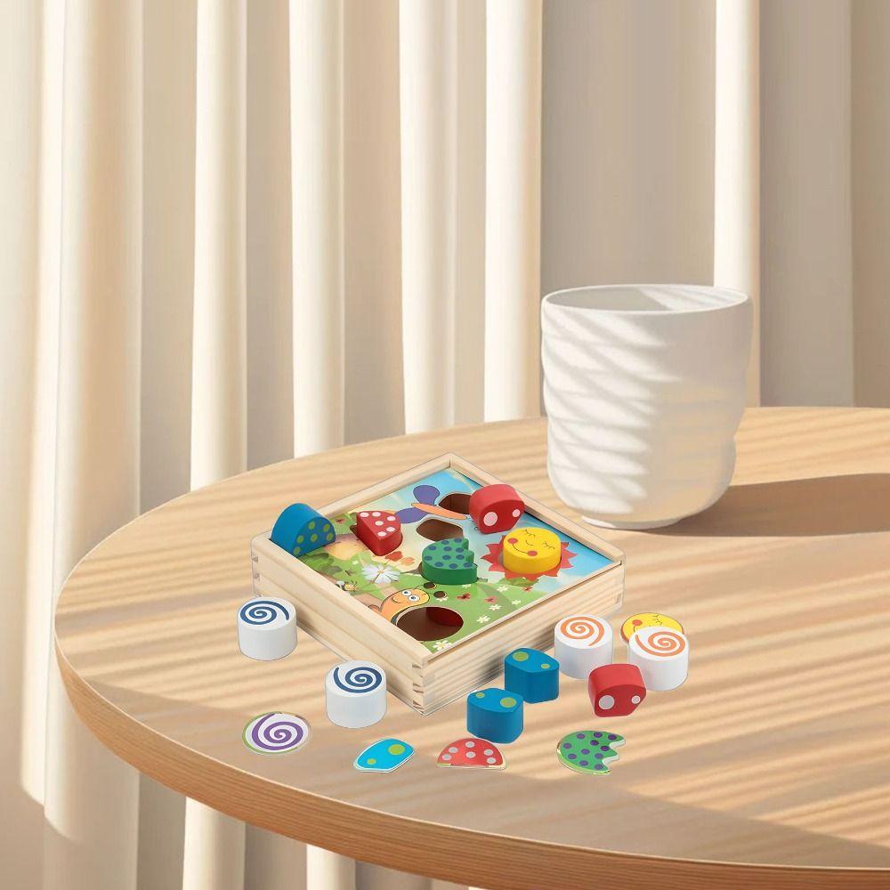 Jigsaw Wooden Montessori Toys Shape Colorful Matching Blocks  Boys and Girls