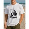 T-shirt da uomo a girocollo a maniche corte, taglia europea, stampa line art di Don Chisciotte e Sancho Panza, piena di vibes artistiche vintage, adatta agli amanti della letteratura