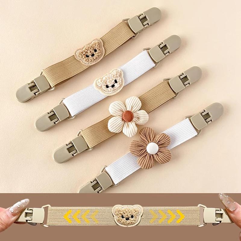 2Pcs Elastic Portable For Children Anti-Slip Hanging For Baby Pants Strap Clip Suspenders Clip Bear Strap Clip Shoulder Clip