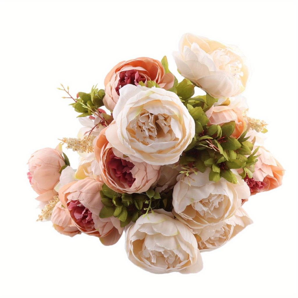 1pc 13 Heads European-style Simulation Peony Living Room Home Dining Table Decorative Flowers Artificial Flowers Artificial Flowers Ornaments.