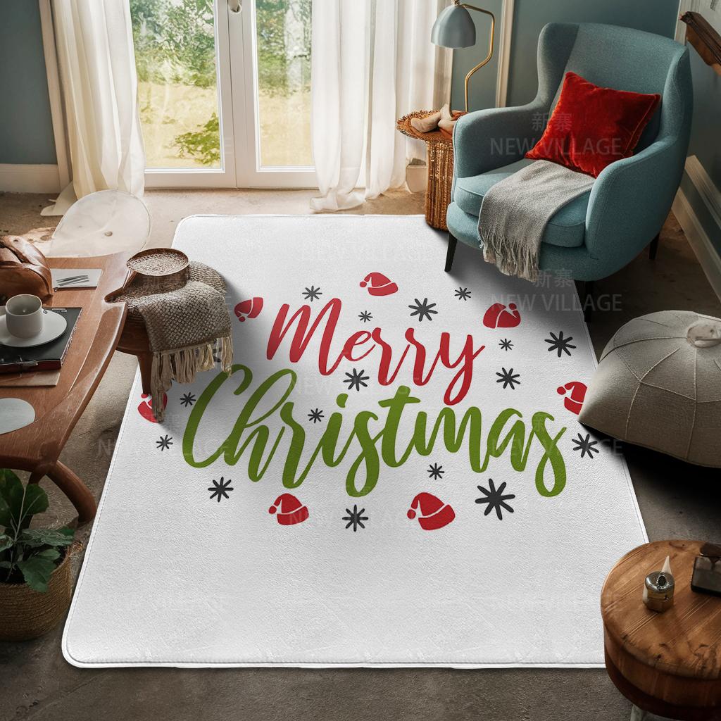 House Entrance Carpet Home Door Mat Living Room Bath Foot Bathroom Non-slip Water Absorption Rugs Bath Merry Christmas Winter
