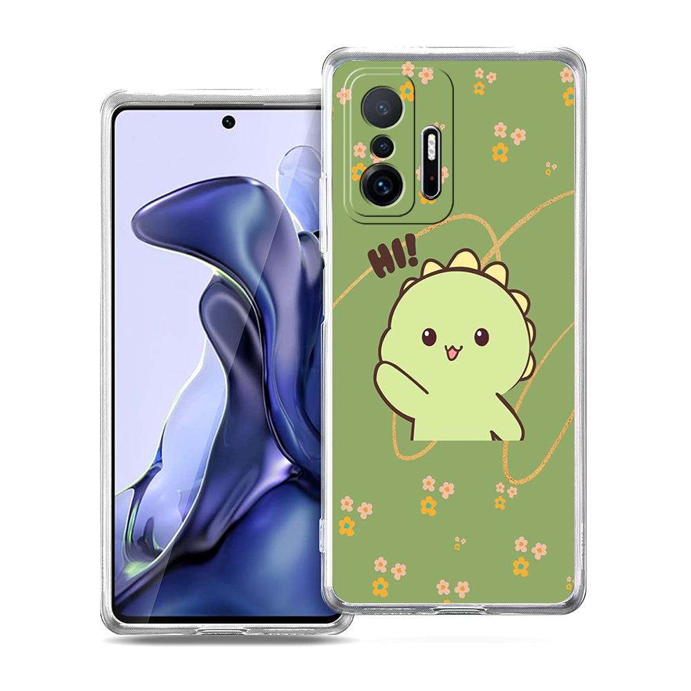 Transparent Phone Case for Xiaomi Mi 14 13 12 11 Ultra 13T 12T 11T Poco X3 NFC F3 F6 Pro Lite 5G Soft TPU Funny Cartoon Dinosaur