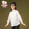 Girls' Versatile White Long Sleeve Shirt