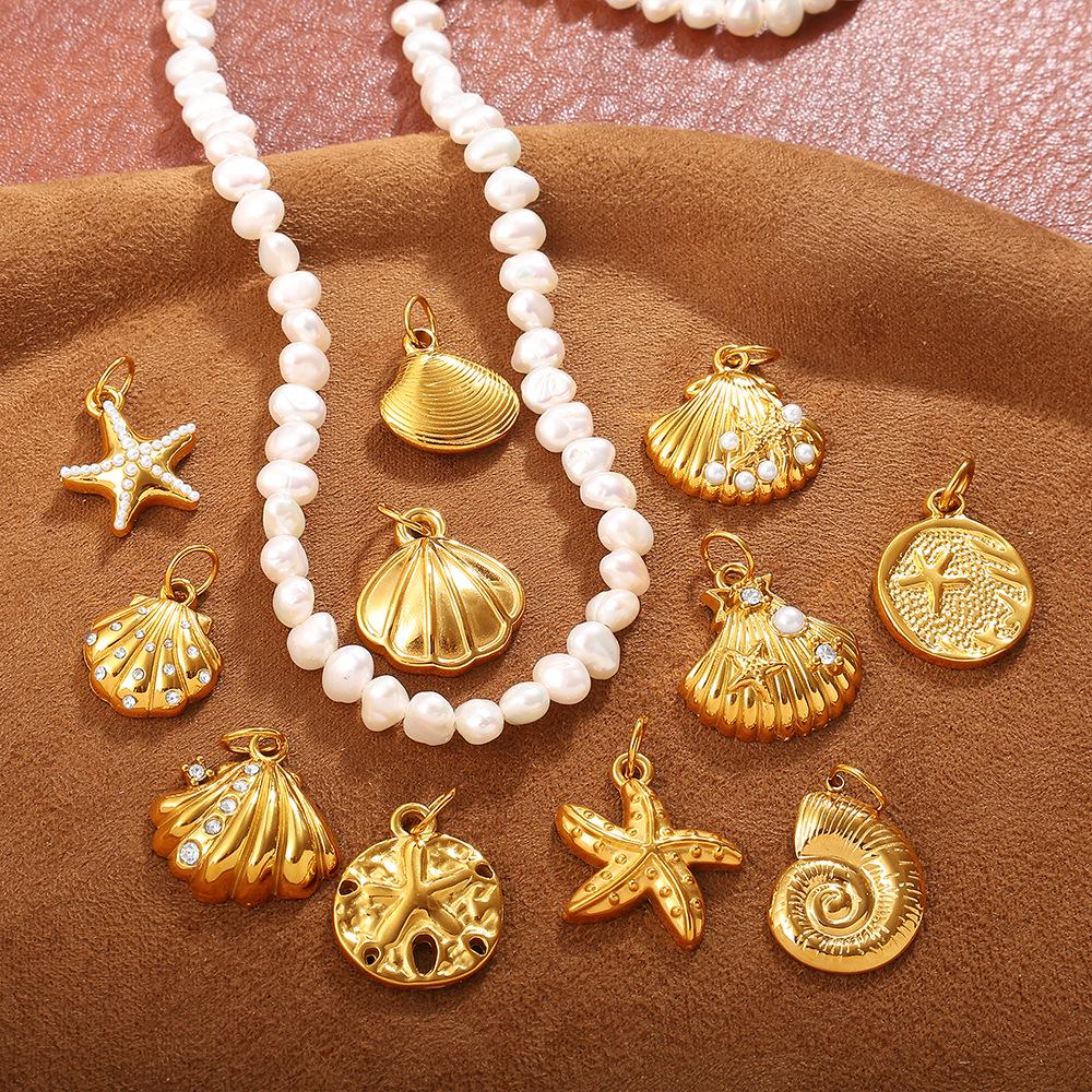 18K Gold Plated Shell Pendant for Versatile DIY Jewelry