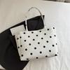 Women S Classic Polka Dot Canvas Tote Bag Large Capacity Shoulder Bag For Commute School