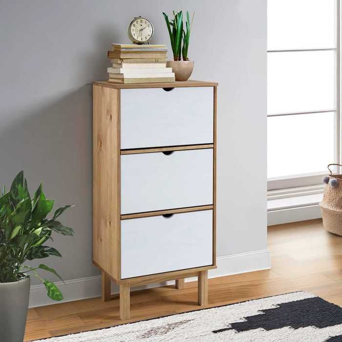 VidaXL Armoire à chaussures OTTA et 3 tiroirs Marron et blanc Bois pin 351311