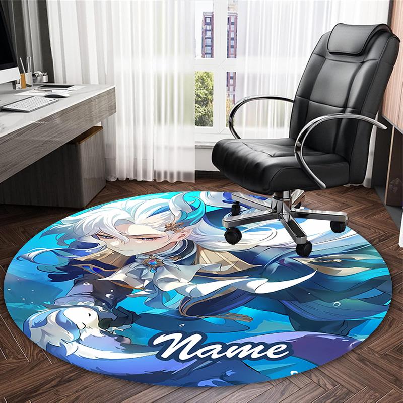 Customizable Genshin Impact5 Round Non-Slip Carpet - Ideal for Garden, Picnic, Office, Perfect for Decoration, Suitable For All Seasons