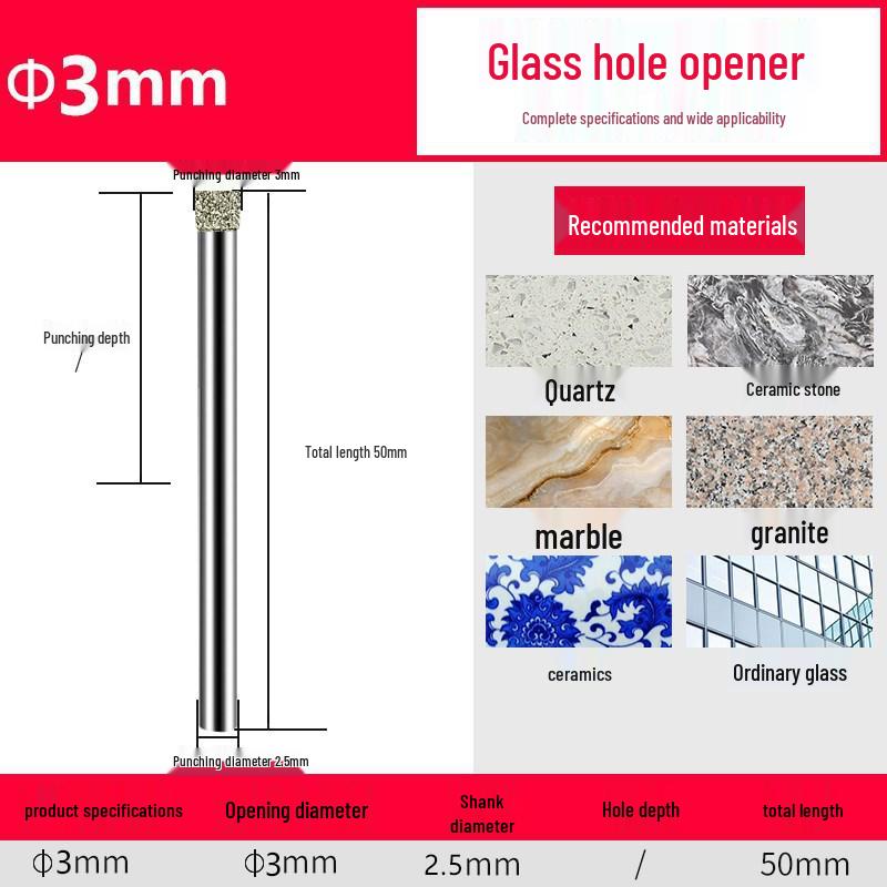 Emery Glass & Tile Drill Bit, 3-200mm Rotary Hole Saw for Marble