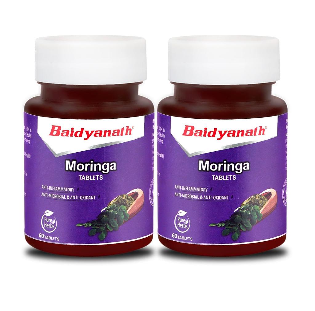 Baidyanath Ayurved Moringa Tablets 60Tab X Pack of 2 for Overall Health Wellness & Digestion Support