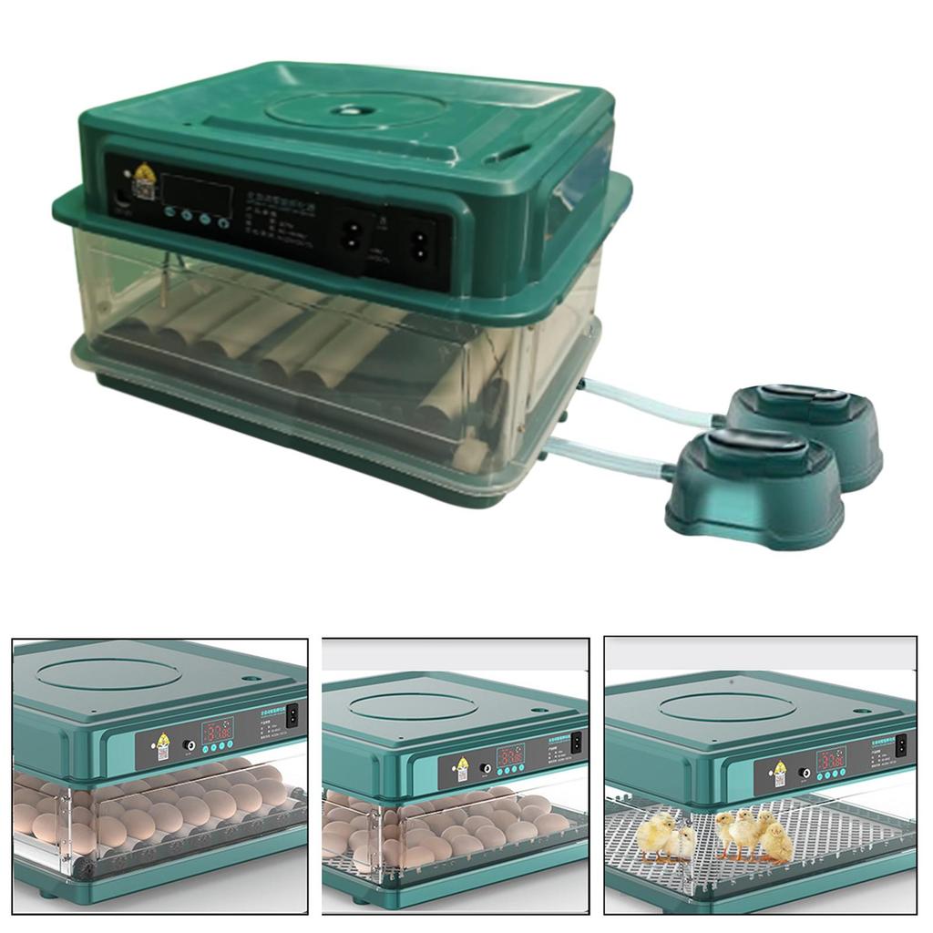 Automatic Turning Egg Incubator with Detachable ABS Tray Dual Power Temperature Control for Poultry Hatcher Chicken Duck Eggs