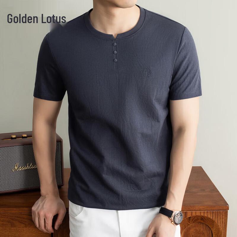 Jinjuan 2026 Men s Casual Linen Blend Short Sleeve T-Shirt XL
