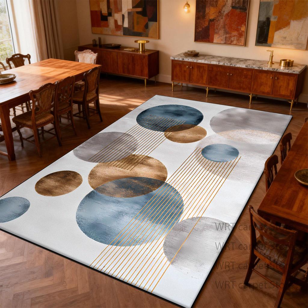 Modern Light Luxury Art Style Carpet for Dining Room Decoration Living Room Large Area Rug Bedroom Bedside Non-slip Washable Mat