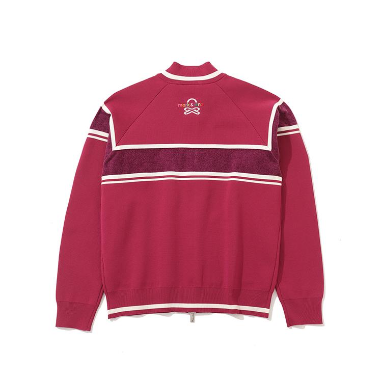 Makeuaenlona W Gn Color Block Point Knit Zip-Up Lr3Ib04F