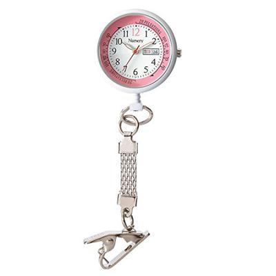 Kinderzimmer-Armbanduhr mit kurzer Kette, Datum und Wochentag, umgekehrtes Zifferblatt, Krankenschwesternuhr, Waren für Krankenpflege, medizinische Versorgung, Pulsmessskala, leuchtend, Rosa