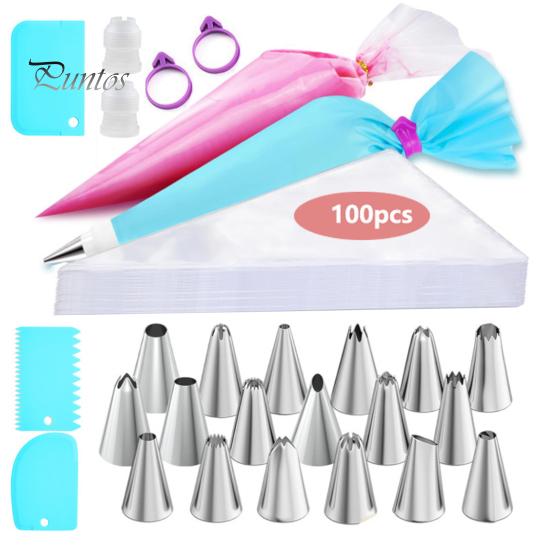 

Набор для украшения торта 100 кондитерских мешков из нержавеющей стали, набор насадок, 16 шаблонов, 3 скребка, 2 муфты, 2 завязки для кондитерских мешков, многоразовые инструменты для выпечки в домашней пекарне A