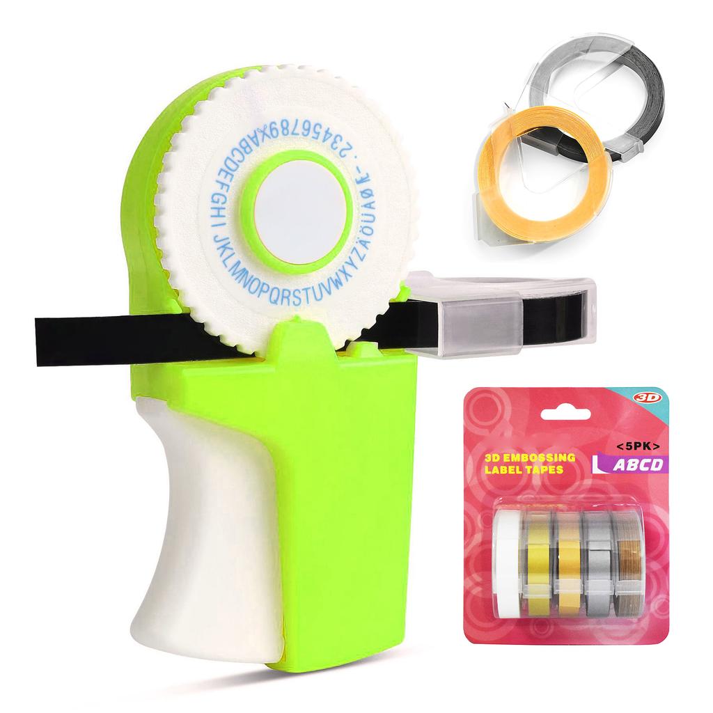 Manual 3D Embossing Label Maker DIY Mini Typewriter Machine with 7 Label Tape Rolls   9mm*300cm Handheld Labeler for