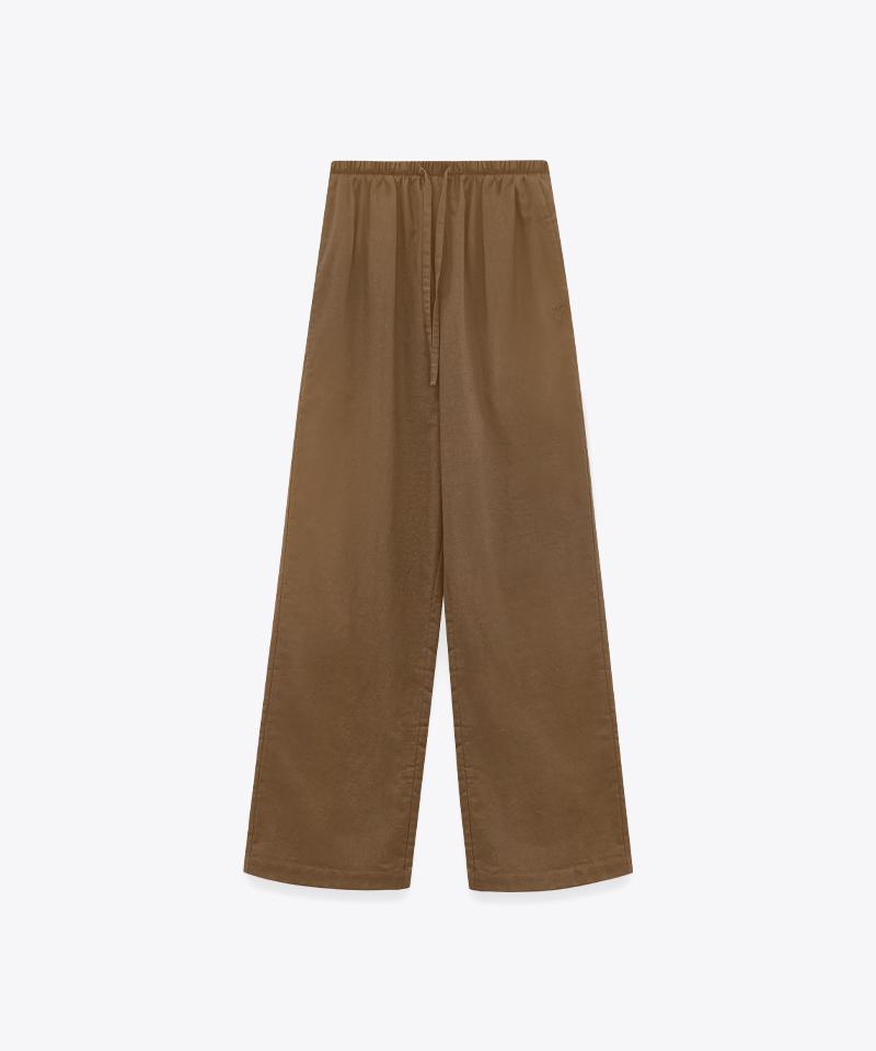 MARIE CLAIRE Linen Semi-Wide Elastic Waist Pants (Mafbsl41Mbr)