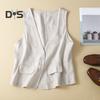 Ärmellose Weste für Damen aus Flachs, leichte Sommerweste mit Knopfleiste und V-Ausschnitt, Weste für Damen, Accessoires
