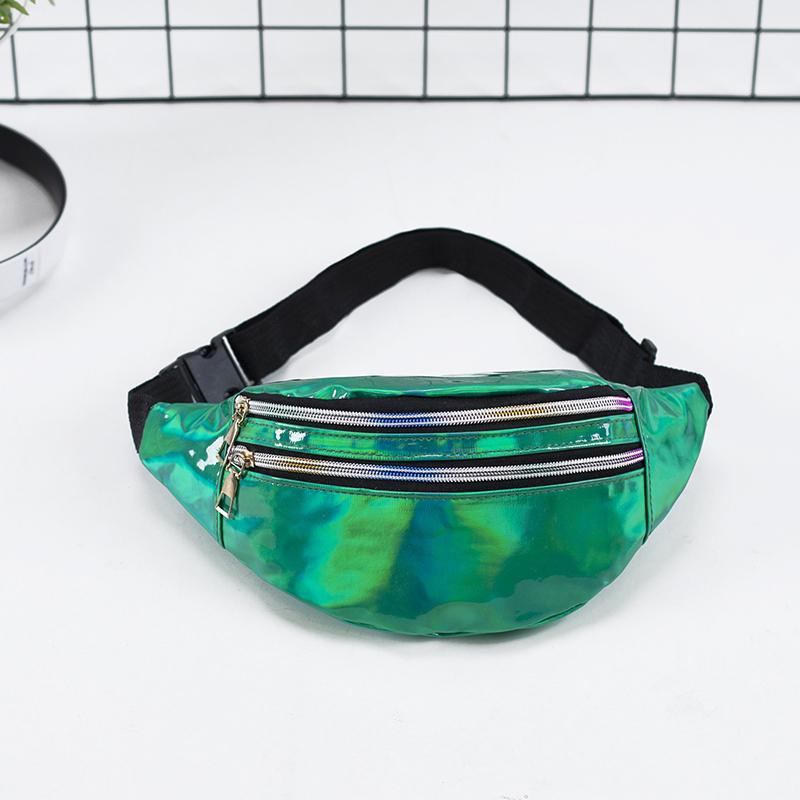 Einfache Taille Tasche für Frauen Glänzender Laser Hüfttasche für Mädchen Party Tasche Kleine Brusttaschen KTY