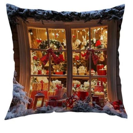 Federa per cuscino di Natale Decorazione festiva Stile pittura a olio Realistico Copricuscino per divano Cuscino per camera da letto