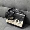 Girls Polka Dot Piano Key Handbag Black And White Retro Shoulder Bag Fashion Y2k Large Capacity Briefcase Lace Bow Cute Ita Bag
