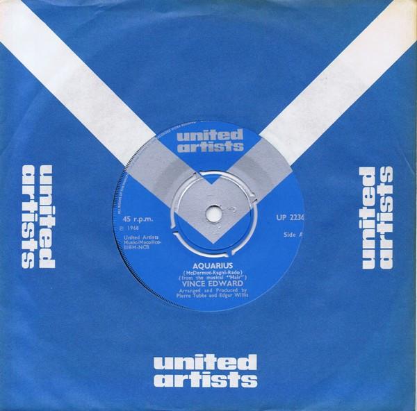 

7inch Record J. VINCENT EDWARDS - Aquarius UP2236 United Artists 1968 UK Pop Used