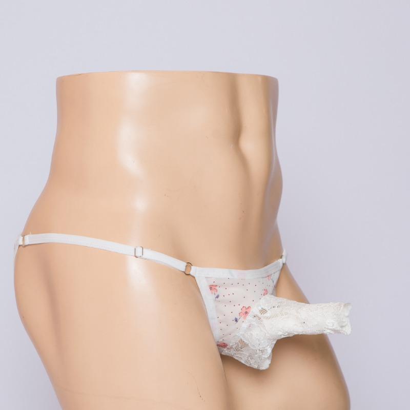 Men's sex panties, lace mesh see-through small flowers with jj set free men's thong