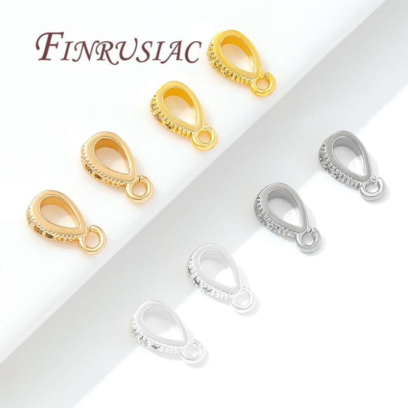 14K Gold Plated Bails For Pendant with Open Ring Findings Brass Bailes For Jewelry DIY Necklace Accessories Connectors
