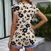 Womens Tops Fashionable V-neck Ruffled Sleeve Short-sleeved T-shirt Business Blouses