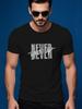 "NEVER GIVE UP" Graphic Tee - Casual Summer Crew Neck Sho...
