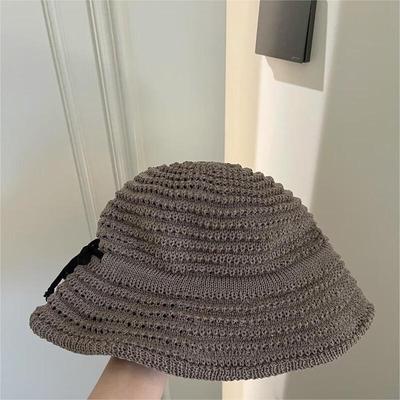 Damen Stroh-Sonnenhut im Mori-Stil mit Schleife, geflochten