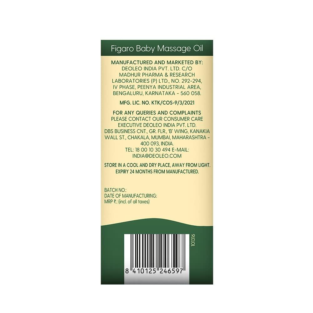 Figaro Baby Massage Oil 100 Ml Pack Of 1 With Natural Olive Oil & Vitamin E For Gentle Baby Skin Care