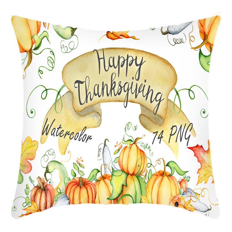 New Thanksgiving Series Pillow Cover English Letter Pumpkin Print Cushion Home Sofa Cushion Cover