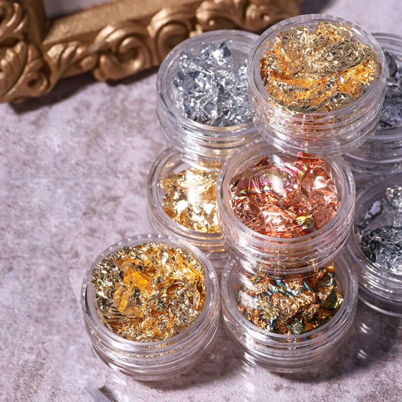 12 mřížkových nehtových dekorací, ultratenká zlato-stříbrná alobalová fólie, 3D třpytky, DIY nehtové umění, UV gelový lak na nehty, nástroj pro zdobení nehtů, fólie