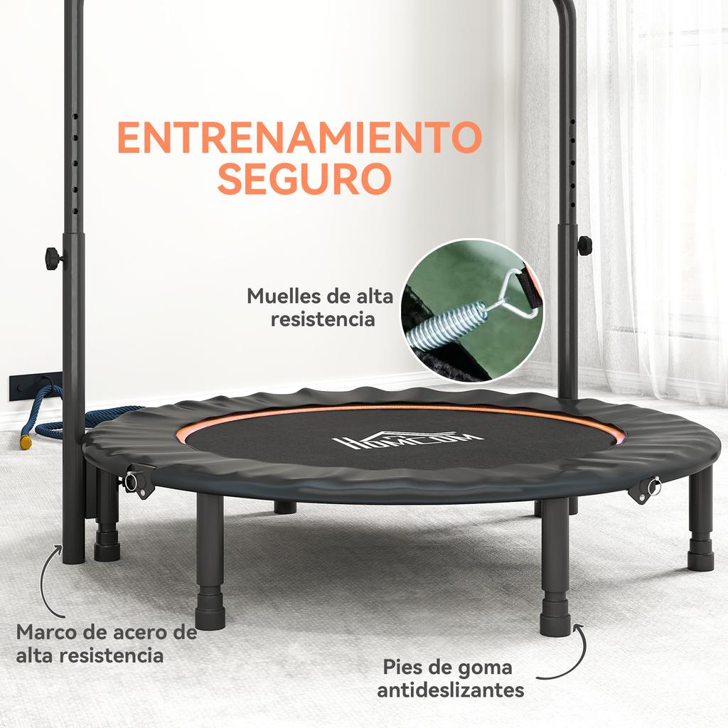 45" Foldable Mini Fitness Trampoline, with Adjustable Foam Handle, Orange
