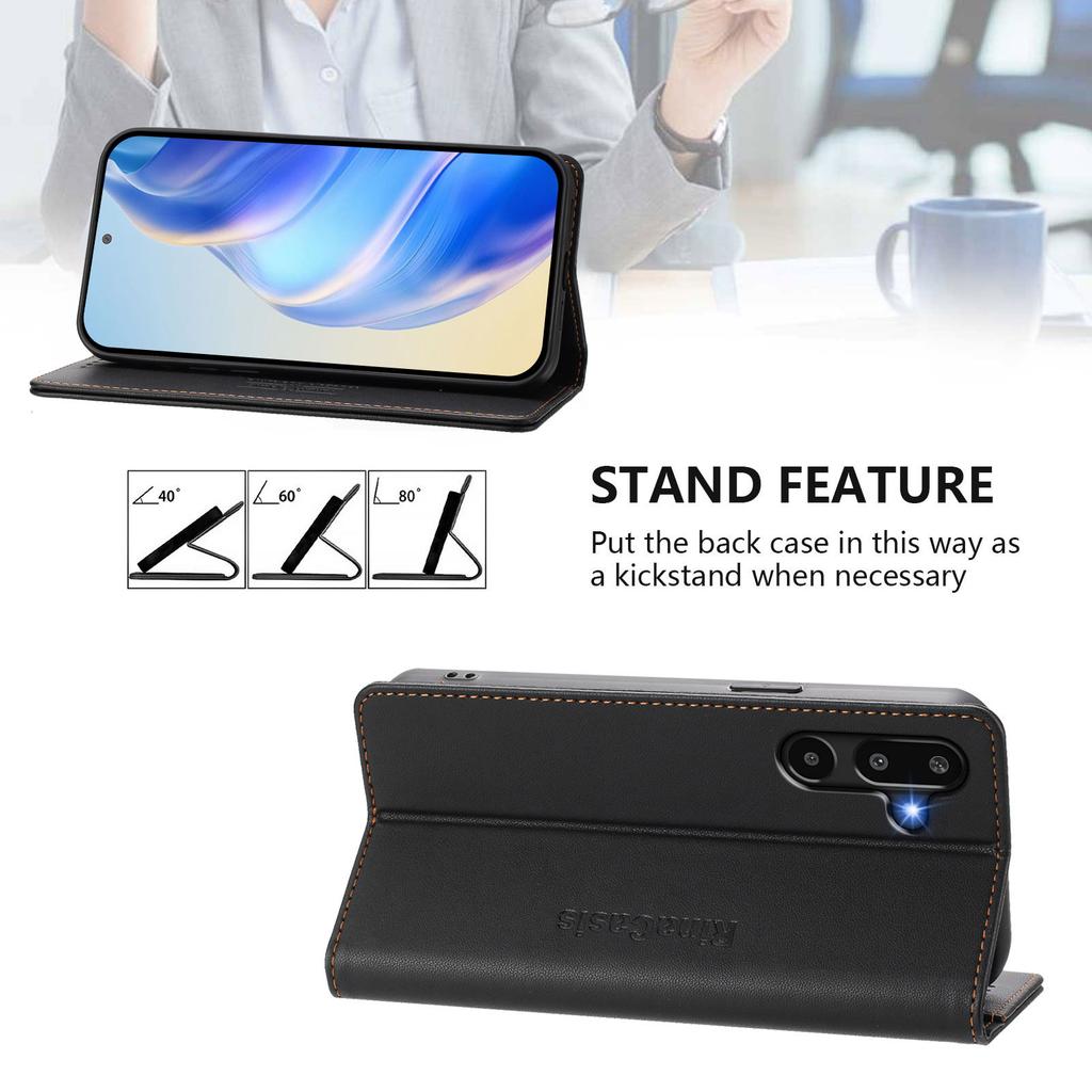 For Samsung Galaxy M16 5G/Galaxy F16 5G Leather Case RINACASIS RC01 Phone Cover with RFID Blocking Wallet Stand
