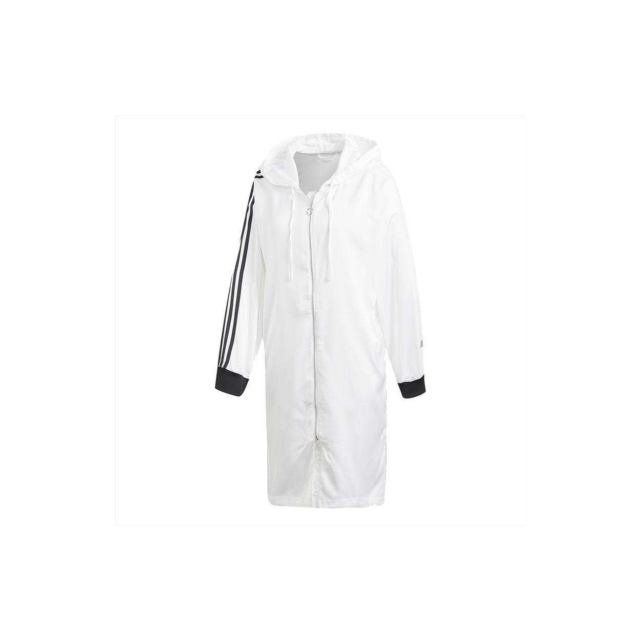 adidas Originals Women s Long Windproof Hooded Windbreaker White DU7255 34