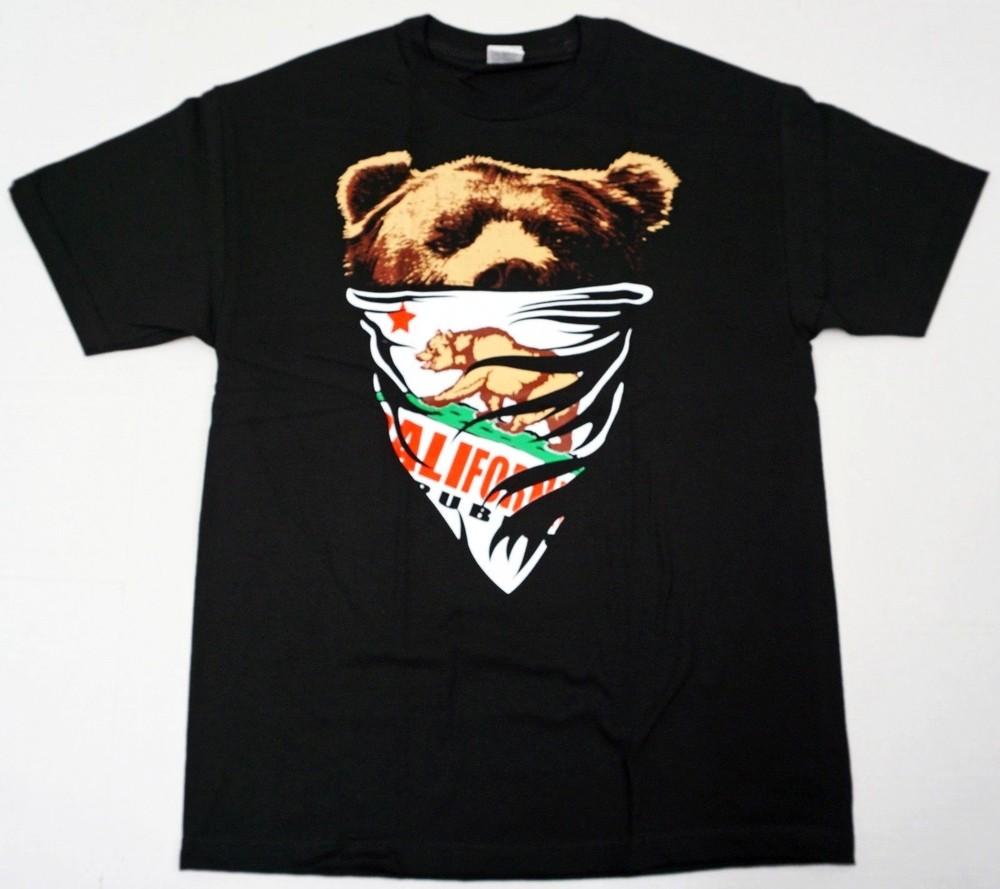 CALI T-shirt California Republic Bear Bandana Tee Mens   Black New Unisex T-Shirt L