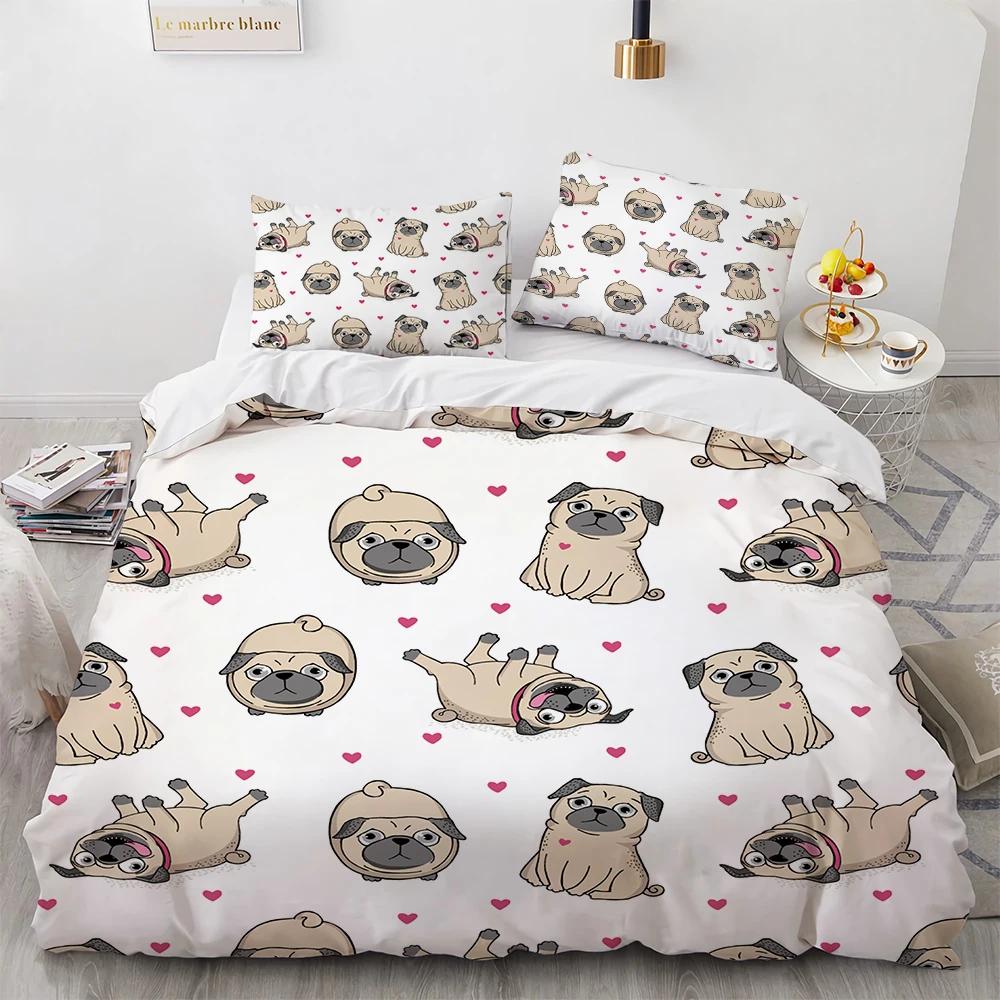Corgi Dog King Queen Duvet Cover Yellow Cartoon Puppy Bedding Set for Kids Boys Girls Kawaii Pet Animal Pink 2/3pcs Quilt Cover