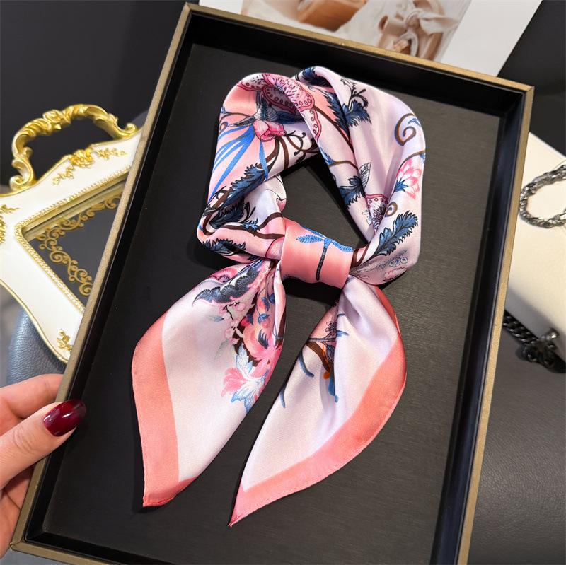 Print 70cm Silk Satin Headkerchief Women Luxury Design Neck Tie Scarf Female Hair Hand Wrist Foulard Shawl Hijab Bandana Scarves