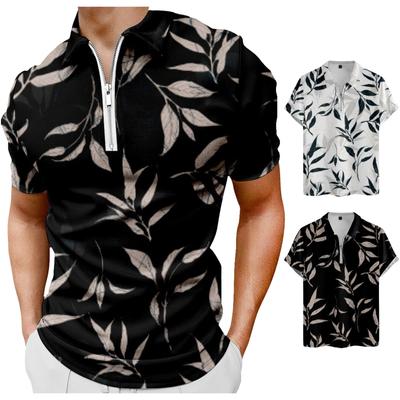 Hawaiian Short Sleeve Zipper Fashion T-Shirt Men'S Cardigan Summer