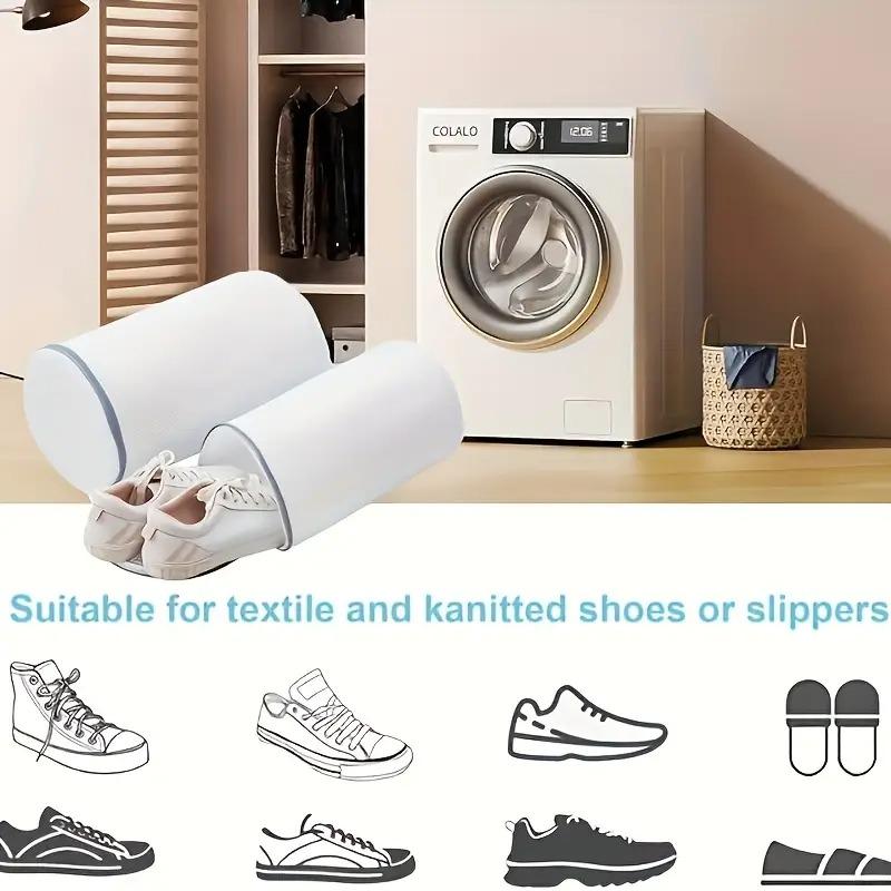 

2pcs Sneaker Mesh Laundry Bag, Made Of 125 Honeycomb Fabric, Shoe Cleaning Laundry Bag With Gray Zipper, Shoe Wash Bag, Large An 2pcs