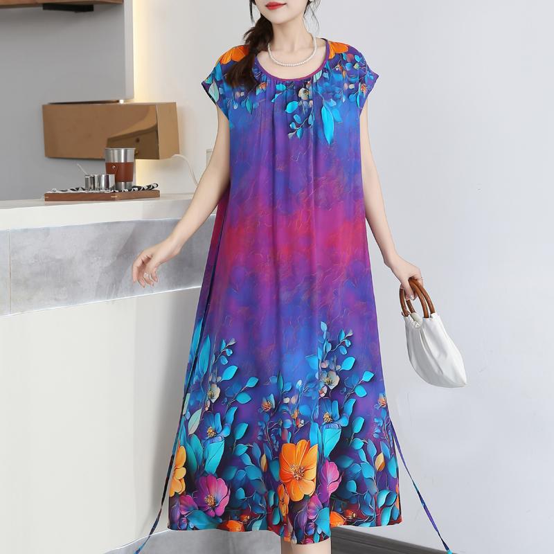 Elegant Summer Loose Dress Woman Clothing Casual Loose Plus Size Long Dresses