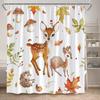 Cartoon Animals Shower Curtains Fox Deer Floral Autumn Plant Mushroom Bath Curtain Polyester Fabric Bathroom Decor With Hooks