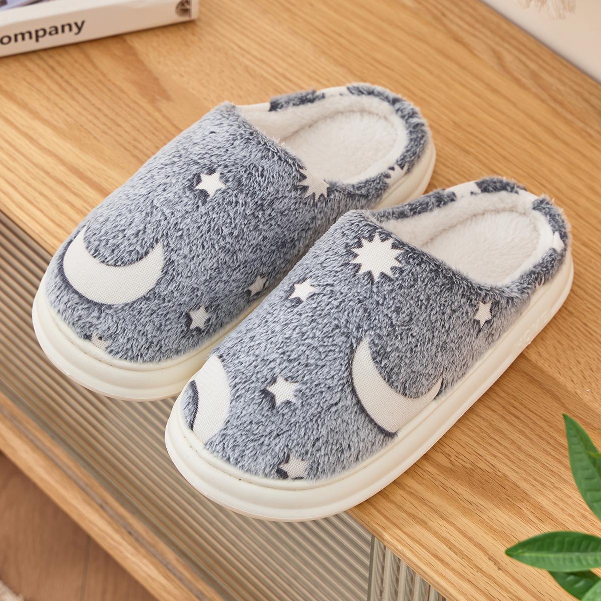

Зимние женские домашние тапочки плюшевые теплые с толстой подошвой шлепанцы дышащие мягкие нескользящие тапочки для дома и улицы мужские повседневные тапочки 44-45 серый