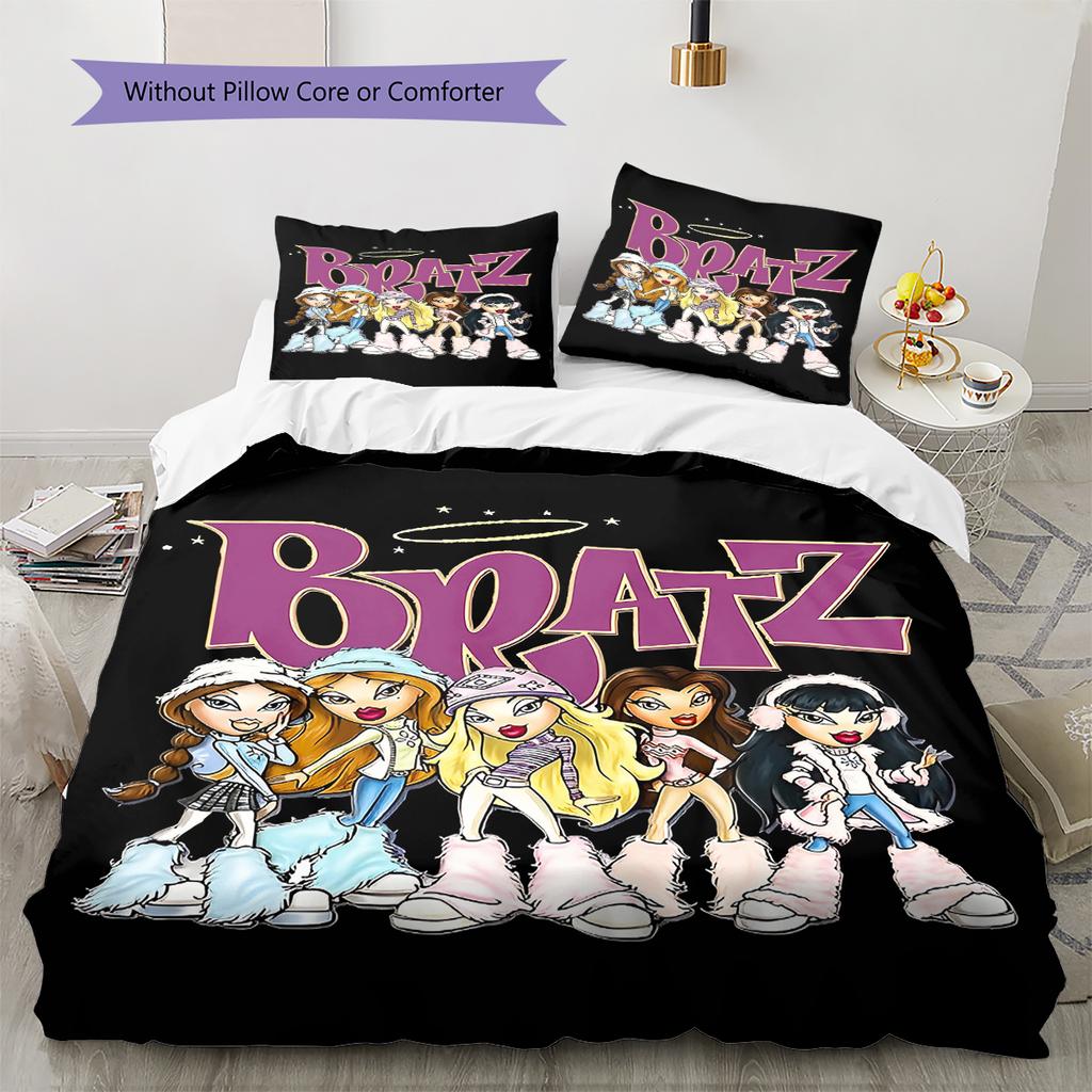 Bratz Pattern Bedding,Quilt Set Quilt Cover Pillowcase Home Birthday Gift (1 * duvet cover + 2 * pillowcase, without core)